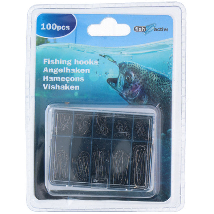 Fish & Active - 100 Fiskekrokar I 10 Storlekar