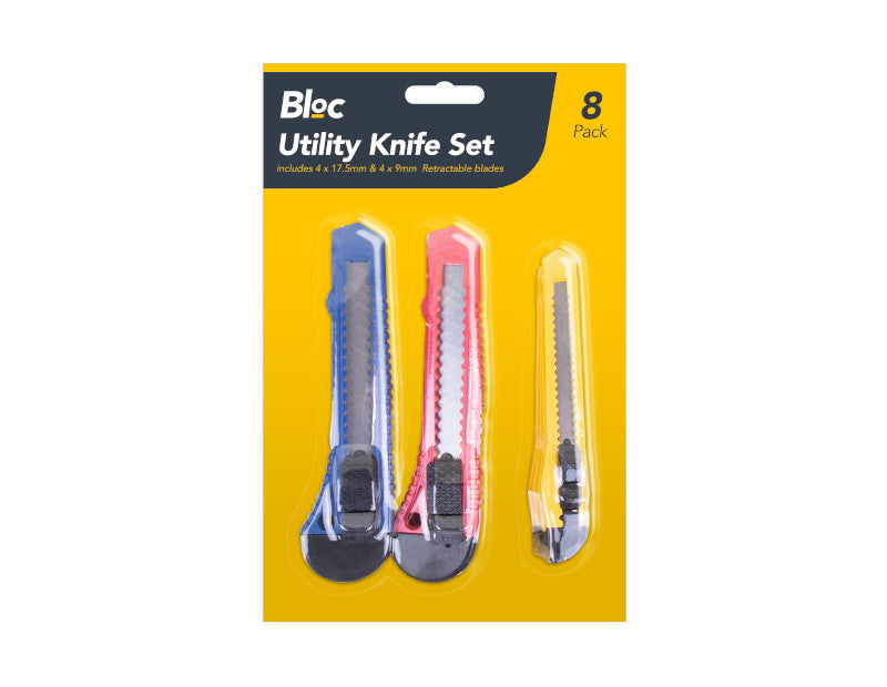Utility Knife Set - 8 Pack - Dollarstore.dk