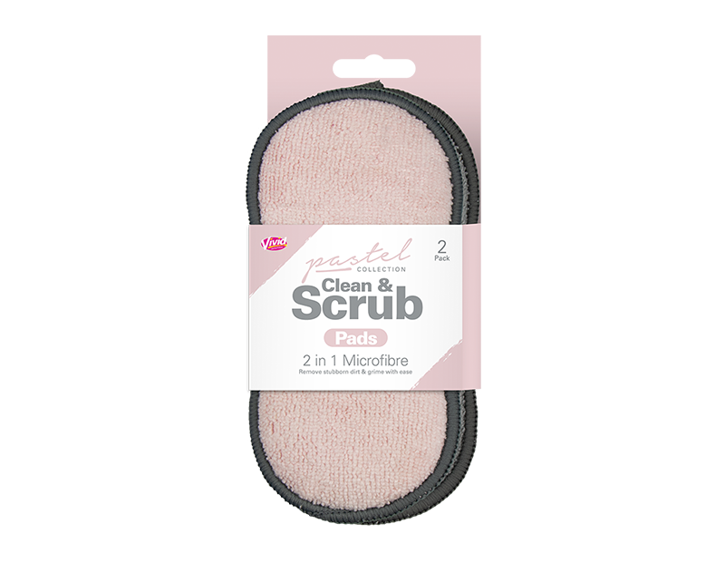 Vivid - 2 i 1 antibakteriel skrubbepude 2pk. Bemærk, fås i 2 foreskellige farve pink eller grå, pga. lagerstyring sender vi en tilfældig farve