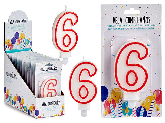 Arparty - 7,5cm Kagelys med tal Nr. 6