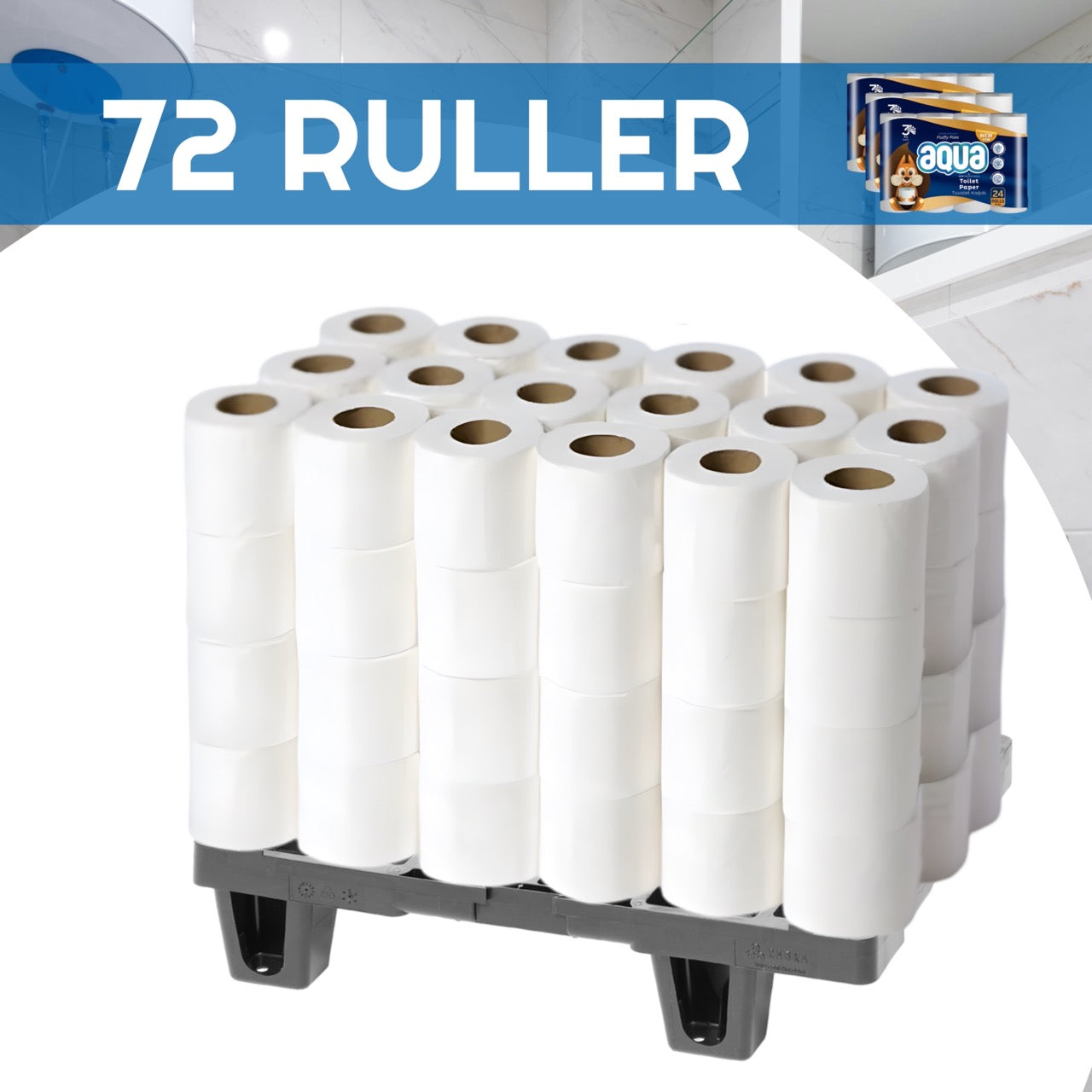 Aqua 72 rullar 3-lagers mjukt toalettpapper