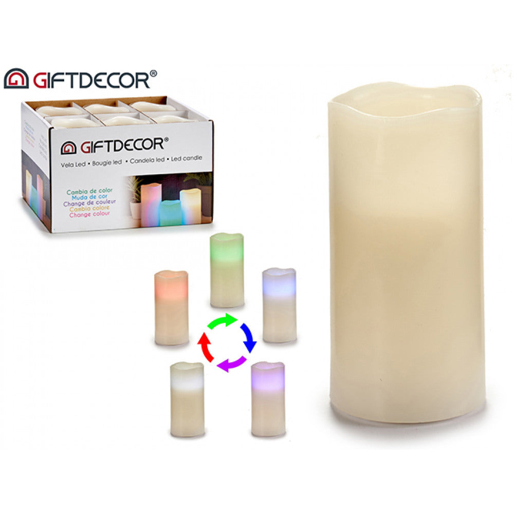 Giftdecor - 15cm Led stærinblok farveskift funktion. Kræver 3 xAAA batterier (ikke inkluderet)