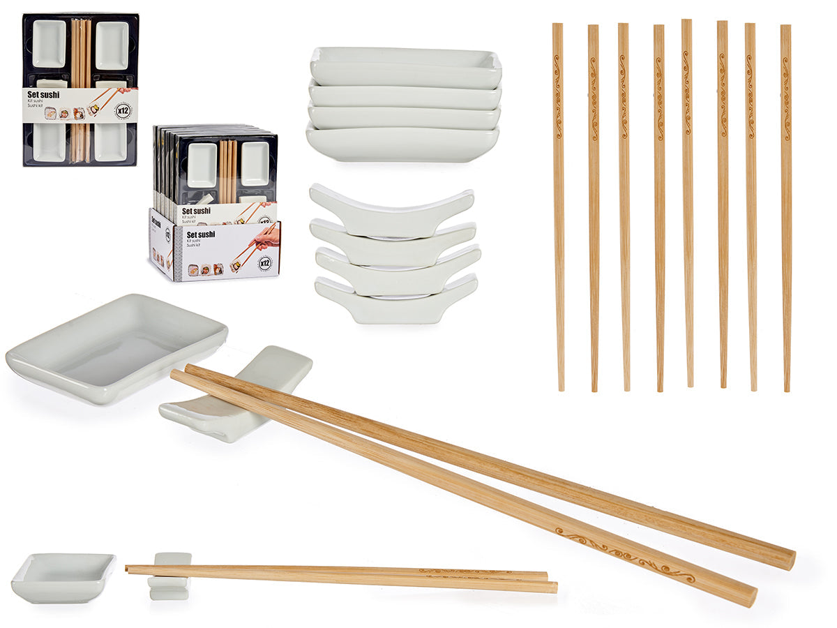 Arkitchen - Sushi sæt med sovsskåle 8pinde, 4 skåle, 4 pindeholdere