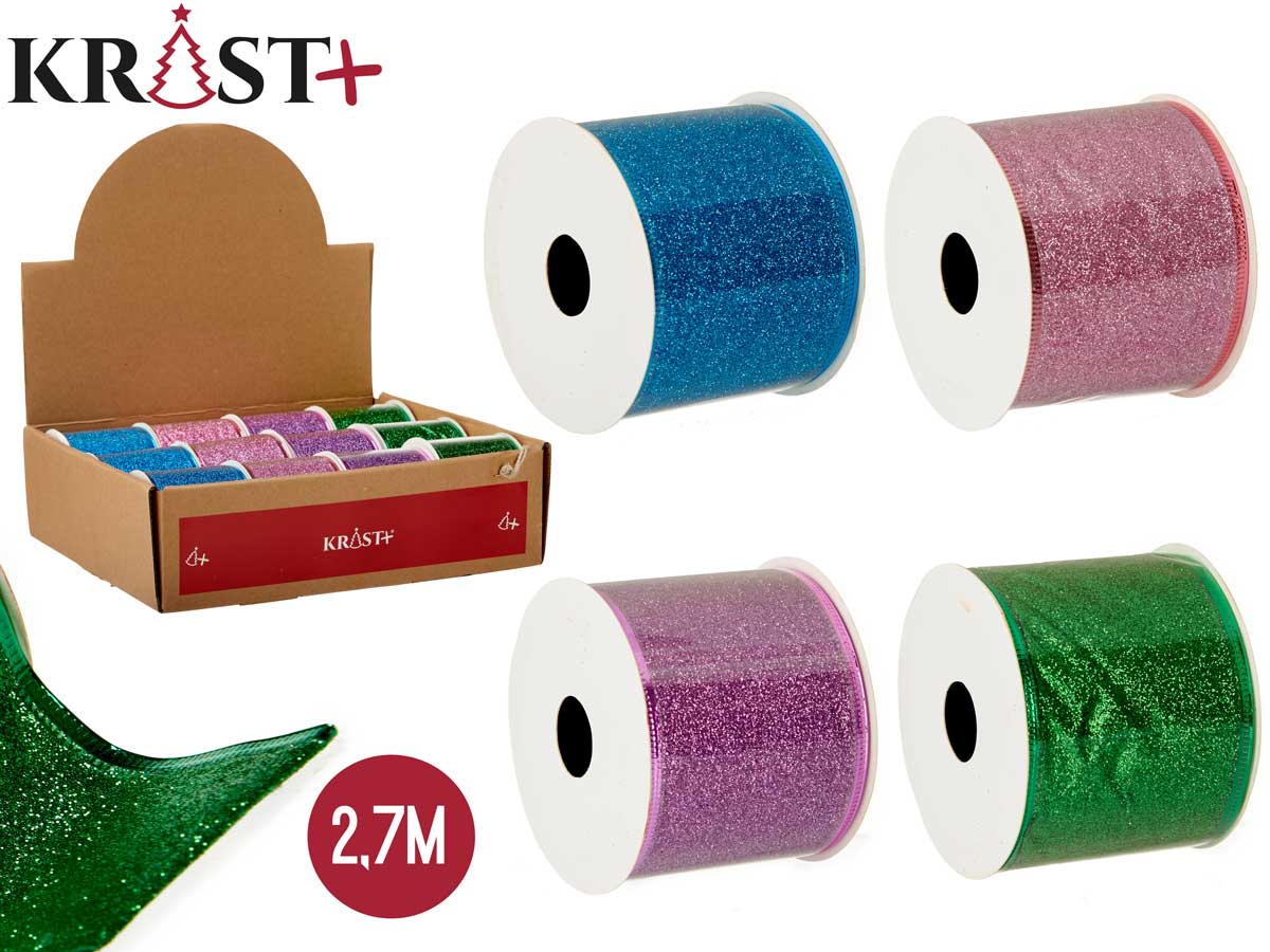 Hot Rosa Glitter Presentband Utan Kant 4X270Cm
