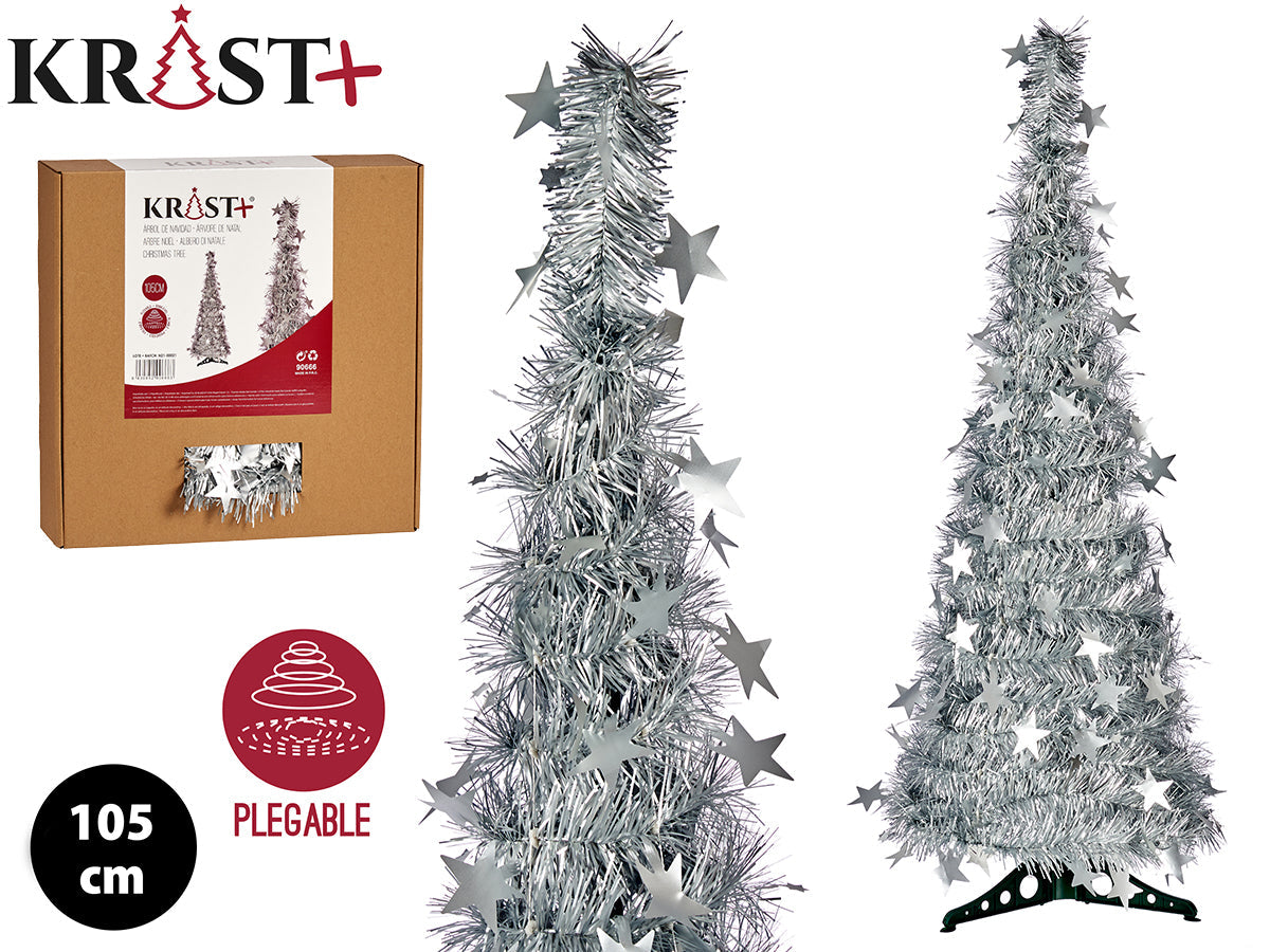 Krist - Artificiell Silvergirland Julgran 105Cm