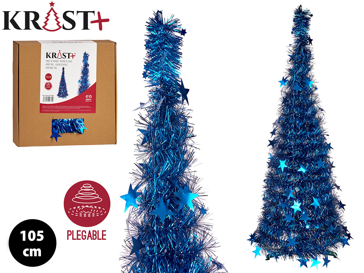 Krist - Krans Julgran 105 Cm Metallic-Blå Färg Vikfunktion