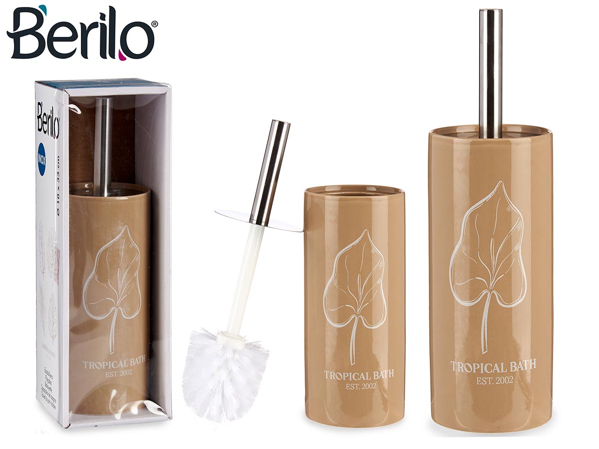 Berilo Inox toiletbørste af porcelæn - beige tropical bath