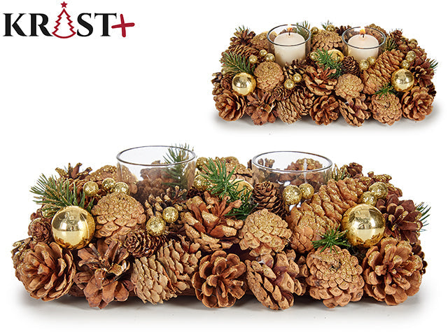 Krist - Ljusstake Bord Central För 2 Lampor Dekoration