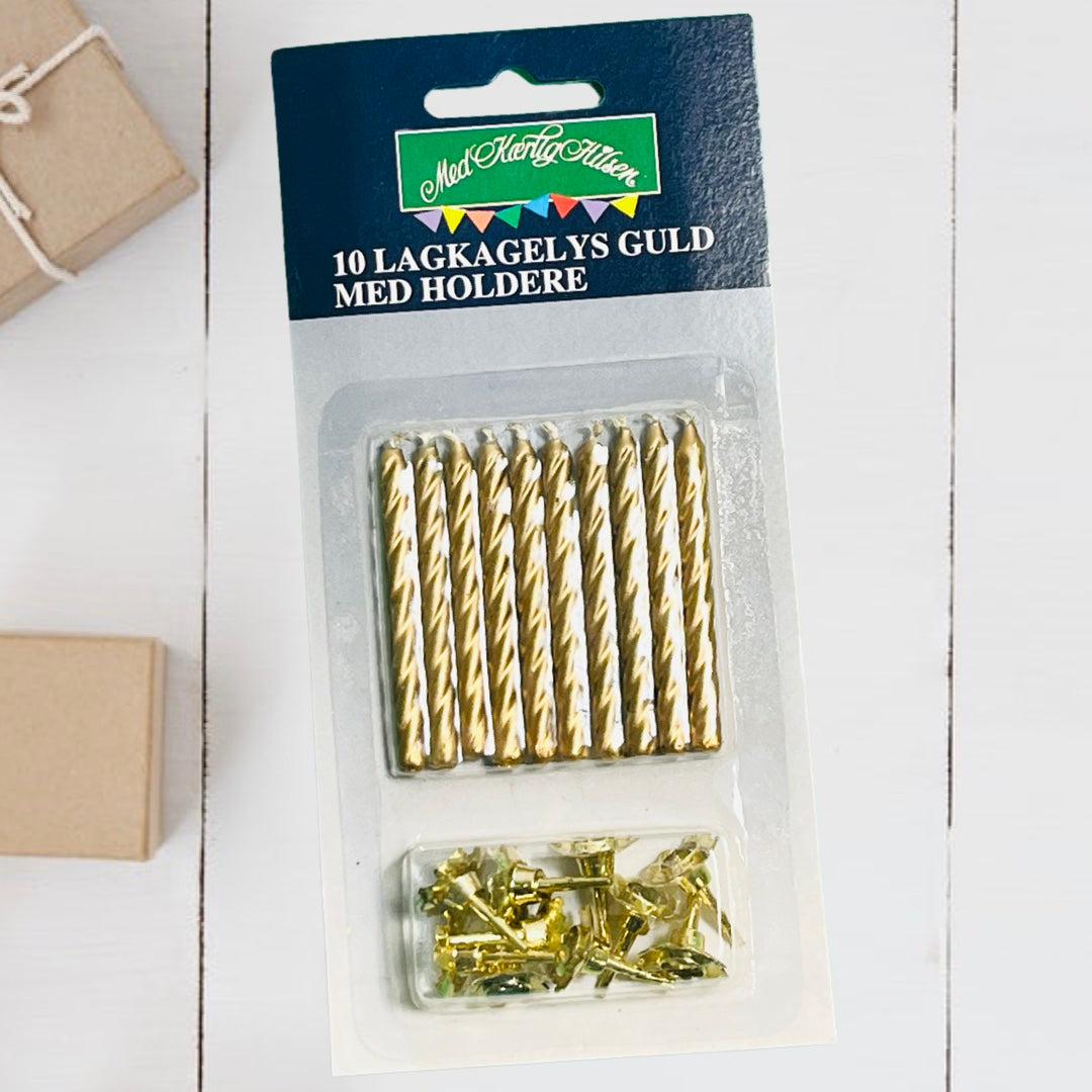 Mkh - 10-Lagers Tårtljus Med Hållare - Guld