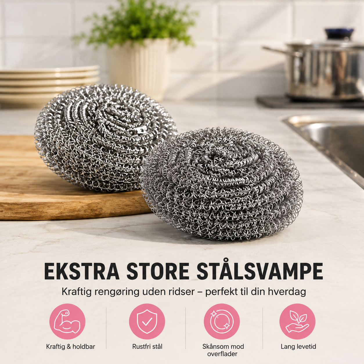 Ekstra store stålsvampe – 2 stk.
