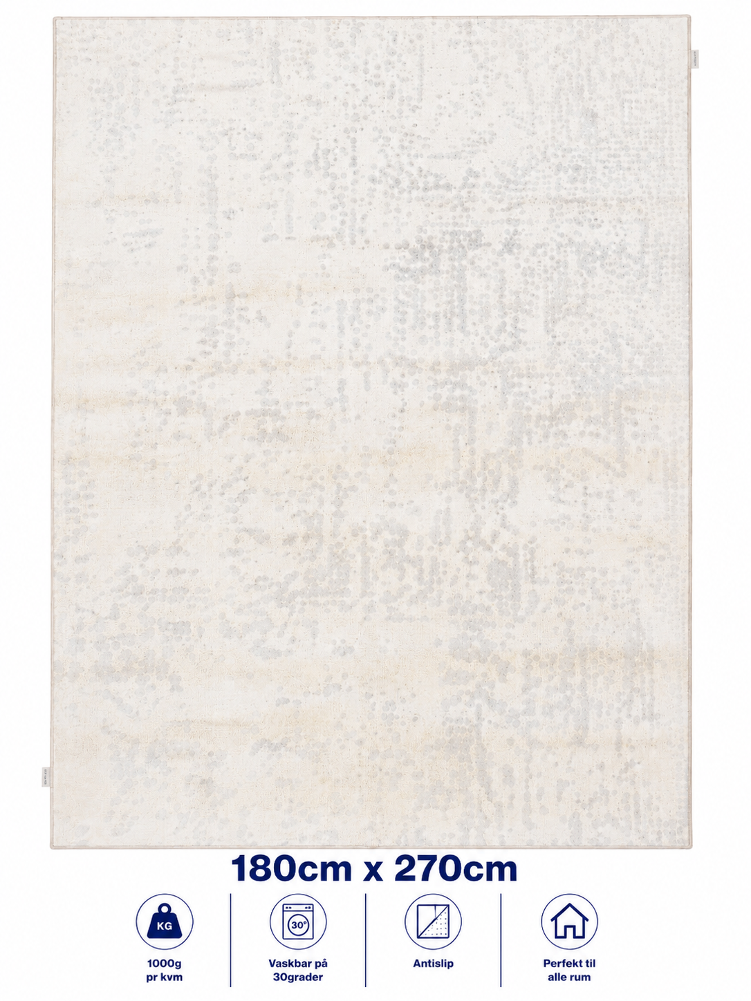 Stilrent tæppe 180x270 cm - Nordic Pearl Cream