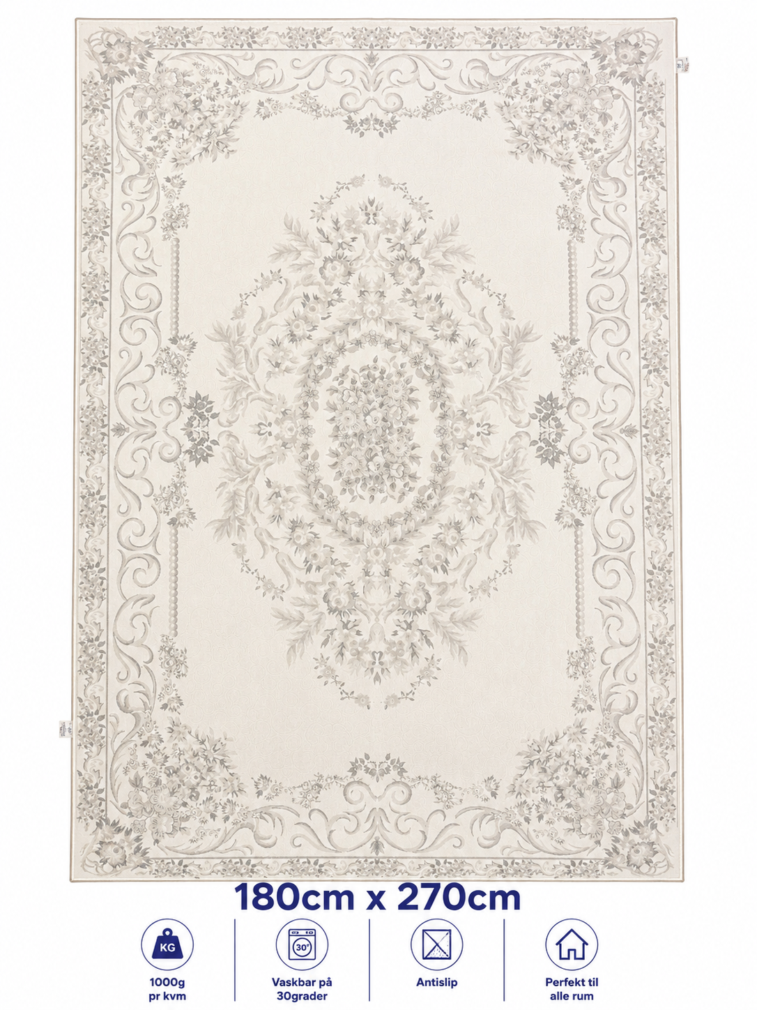 Stilrent tæppe 180x270 cm - Royal Ivory