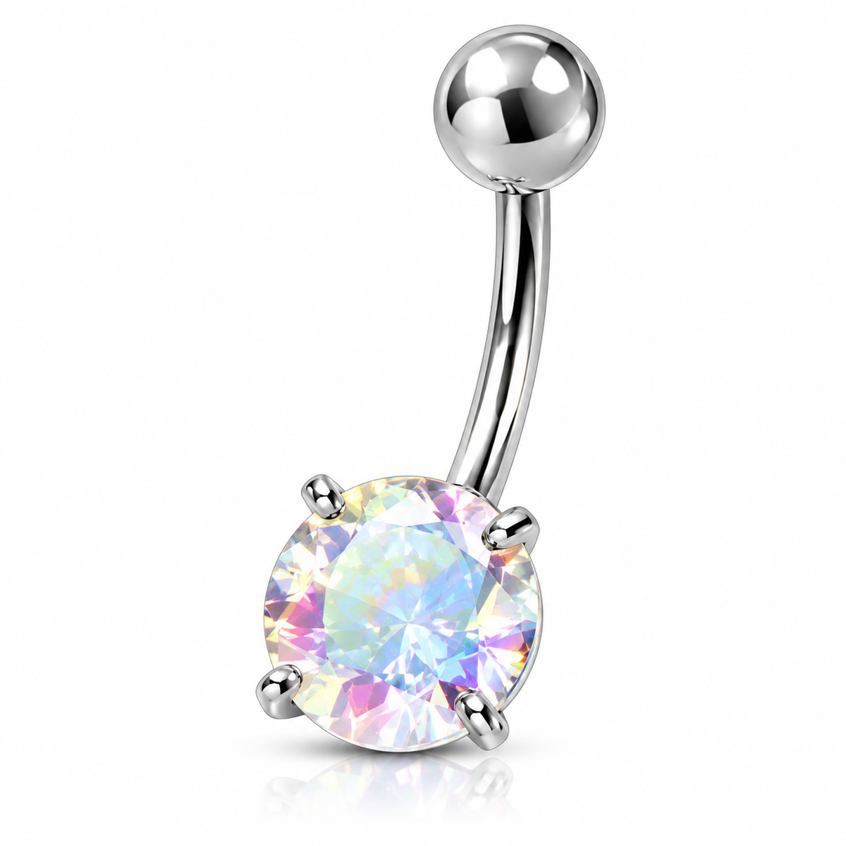 Navlering i Surgical Steel med Iriserende Diamant - 8 mm
