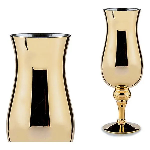 Giftdecor - Geam Glas Guld Ljusstake (13,5 X 35 X 13,5 Cm).