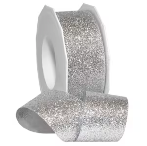 Silver Glitter Presentband Utan Kant 4X270Cm Silver