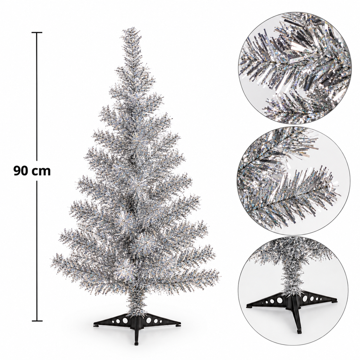 Krist - Julgran Metallic Silver 90Cm (Konstgjord)