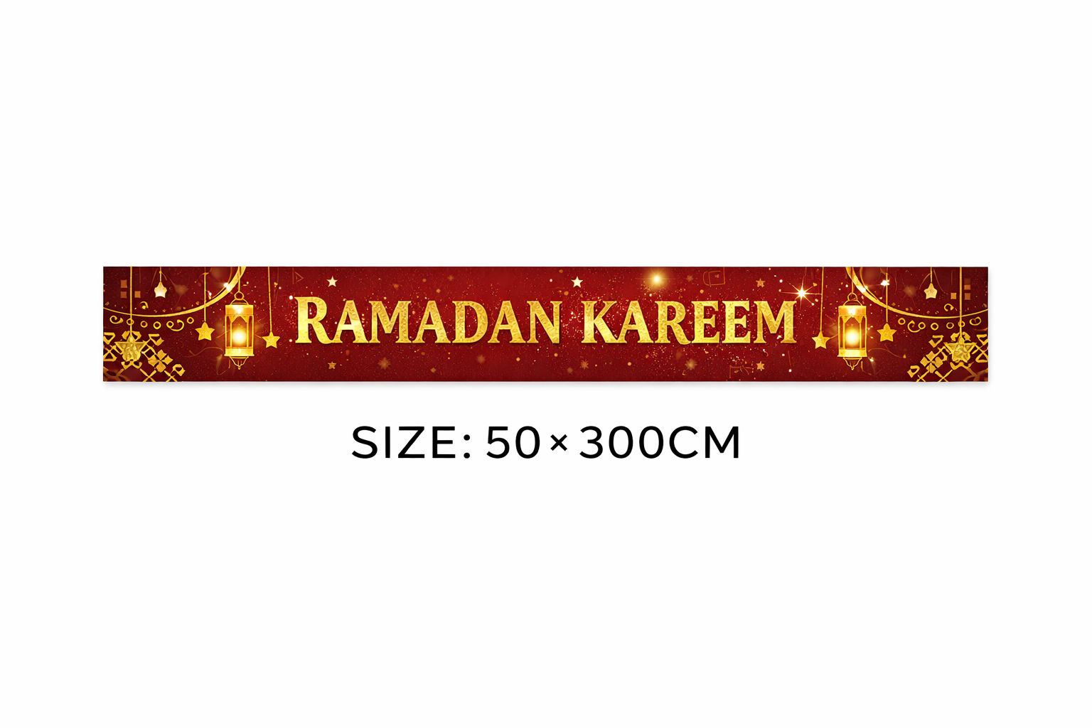 Ramadan Kareem Stofbanner 300x50cm, Rød