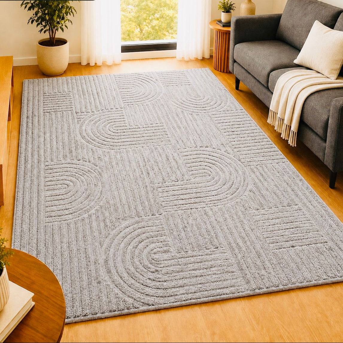 Geo Arch Tæppe 160x230 cm – Mist Grey