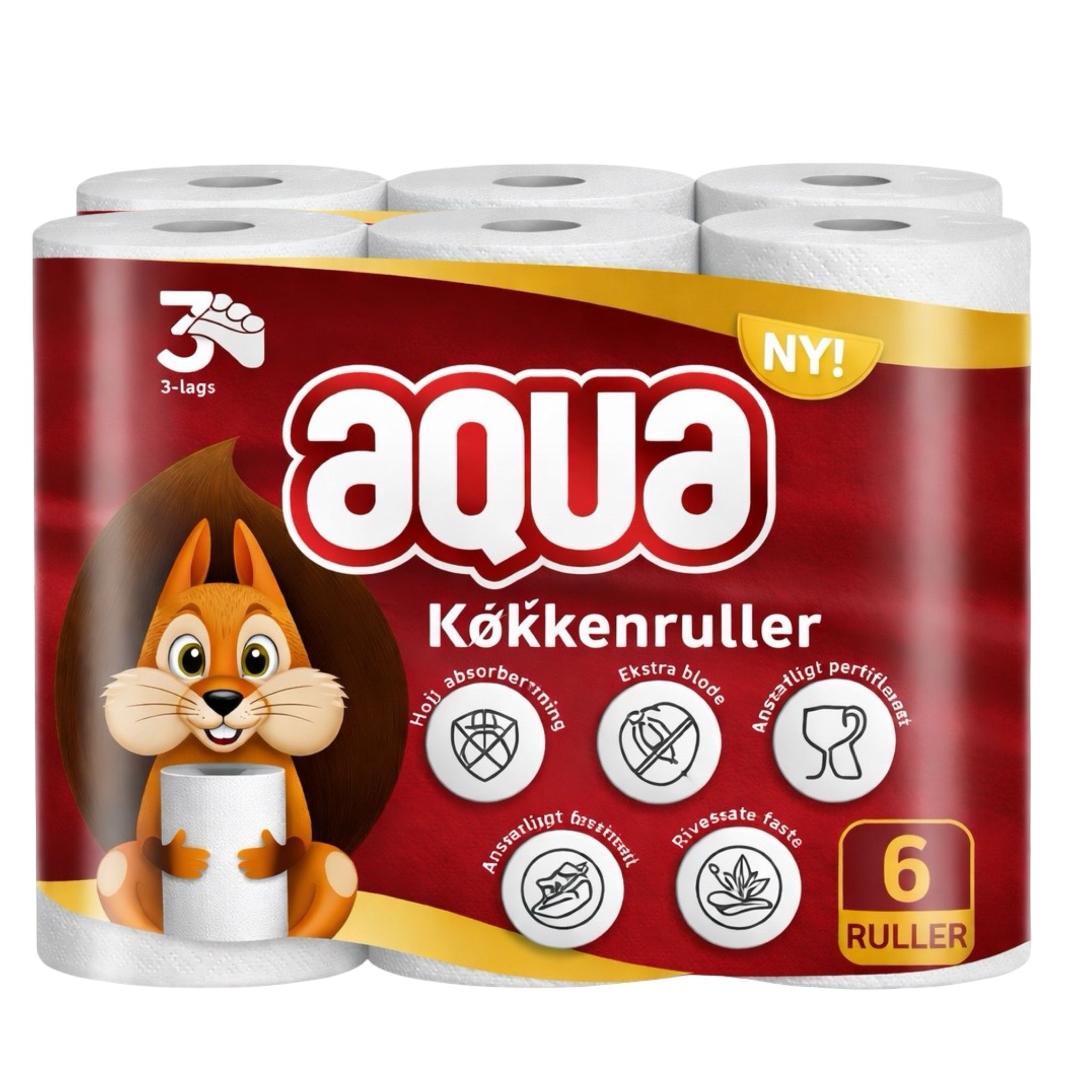 Aqua Køkkenruller – 6 Ruller (Mega Billigt!)