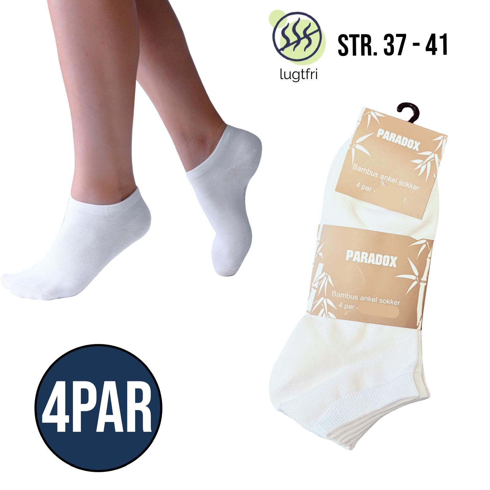 Bambus Ankel Sokker 4 par (hvid) - Høj Kvalitet og Komfort!