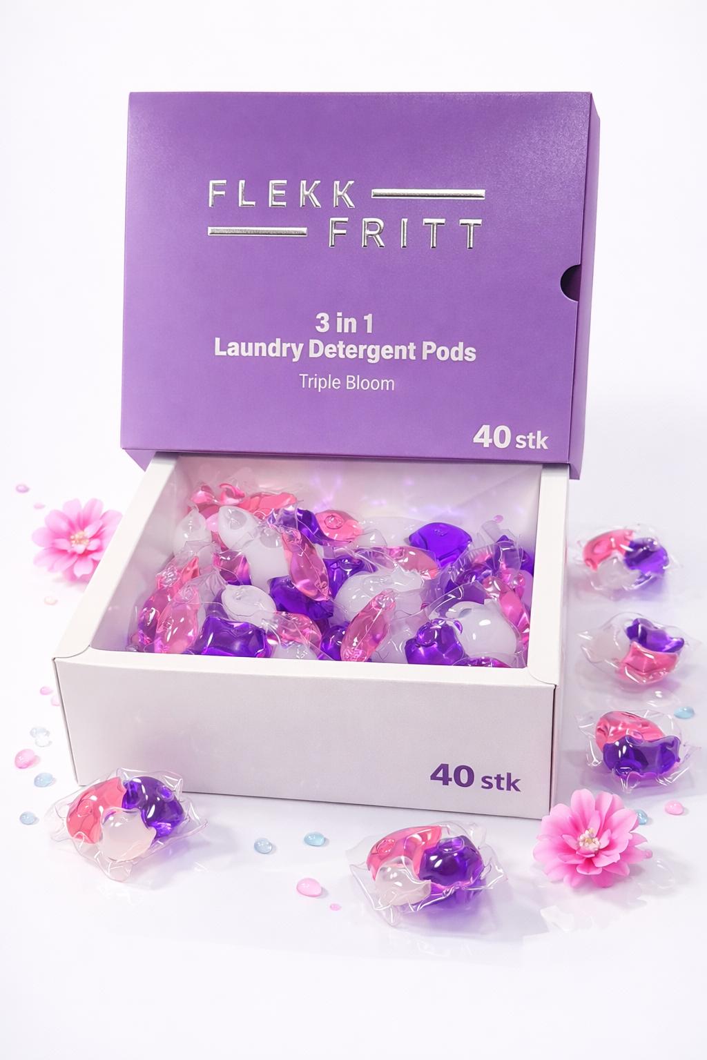 Flekk Fritt 3 i 1 vaskemiddel kapsler Triple Bloom (40 kapsler)