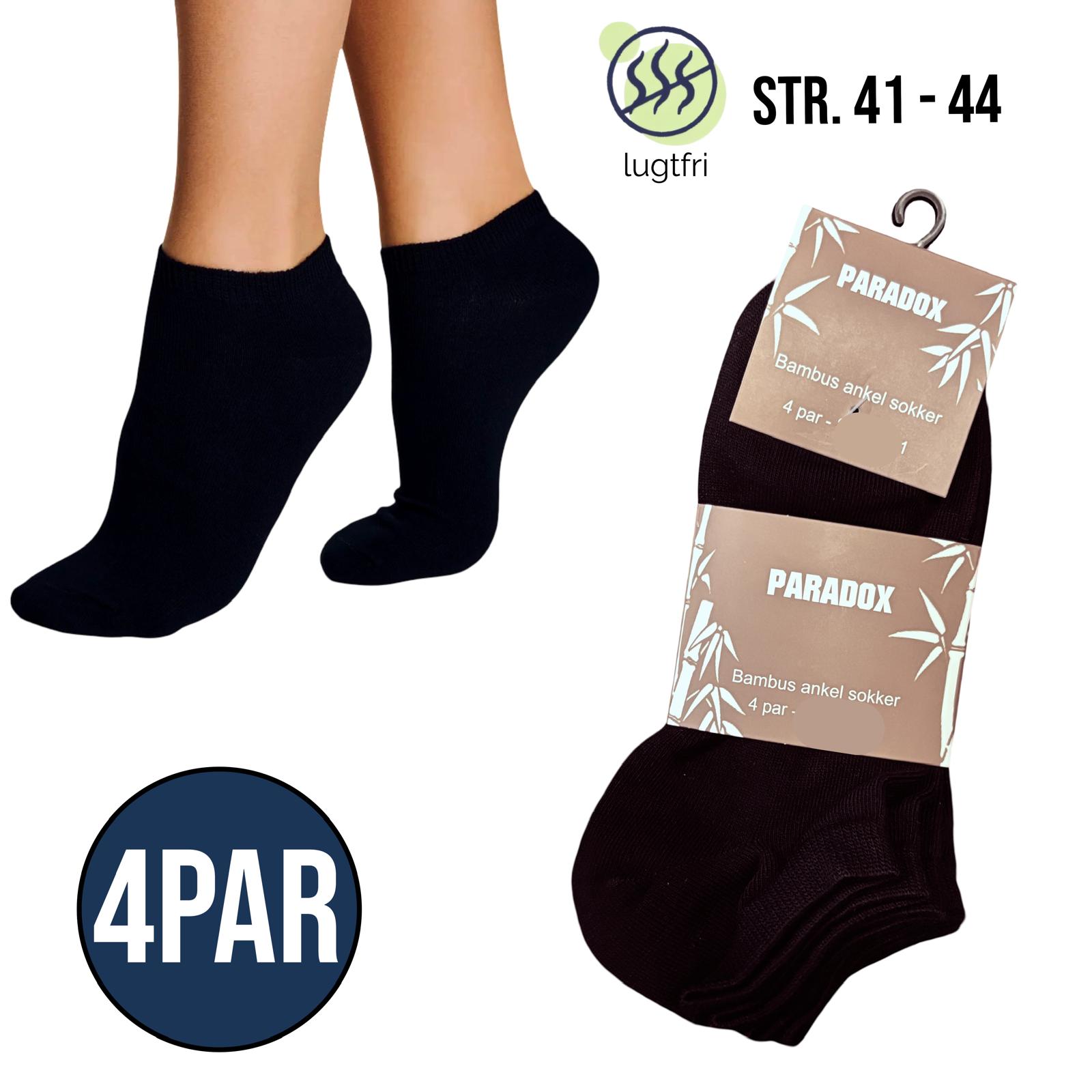 Bambus Ankel Sokker 4 par (Sort)- Høj Kvalitet og Komfort!