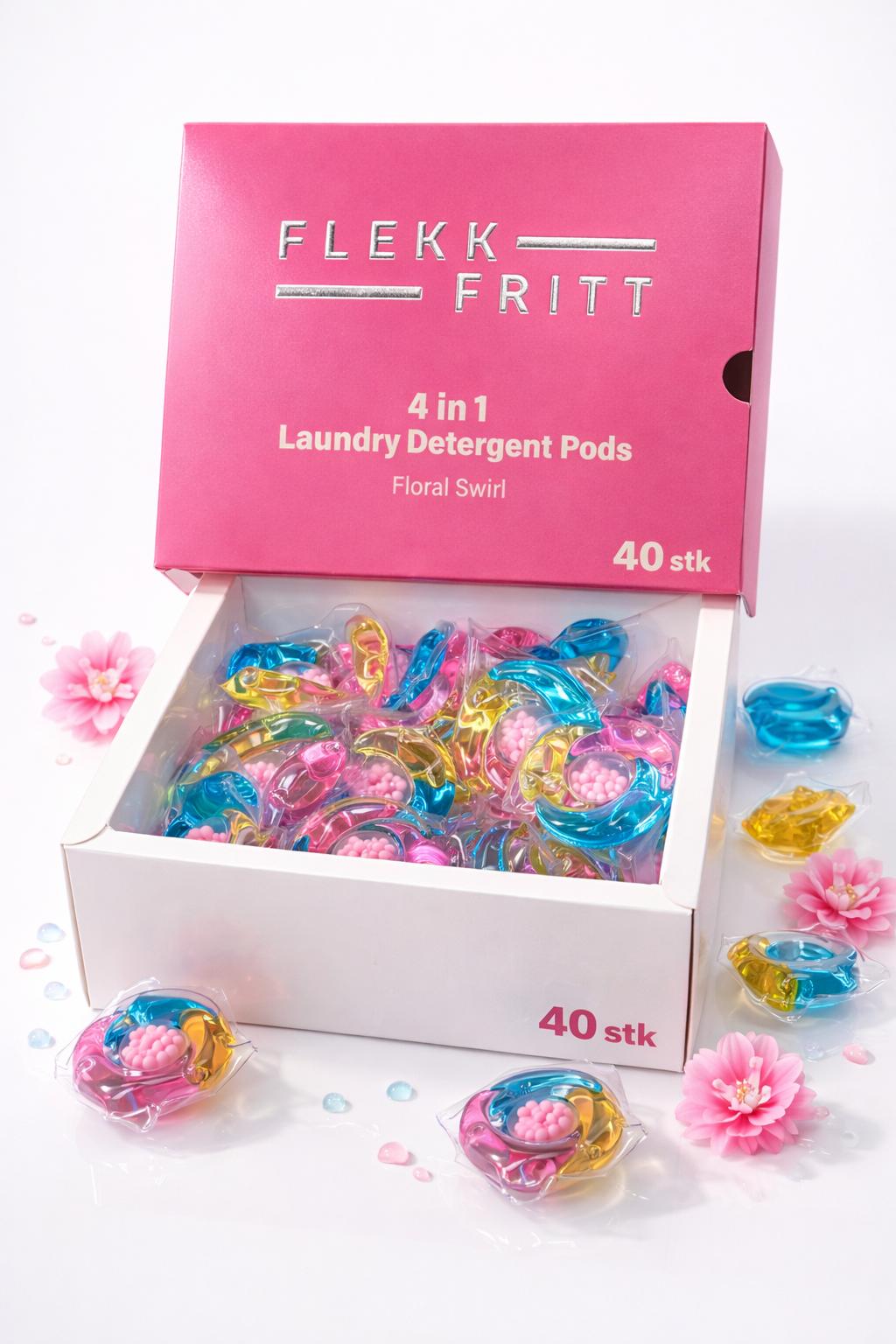 Flekk Fritt 4 i 1 vaskemiddel kapsler Floral Swirl (40 vaskekapsler)