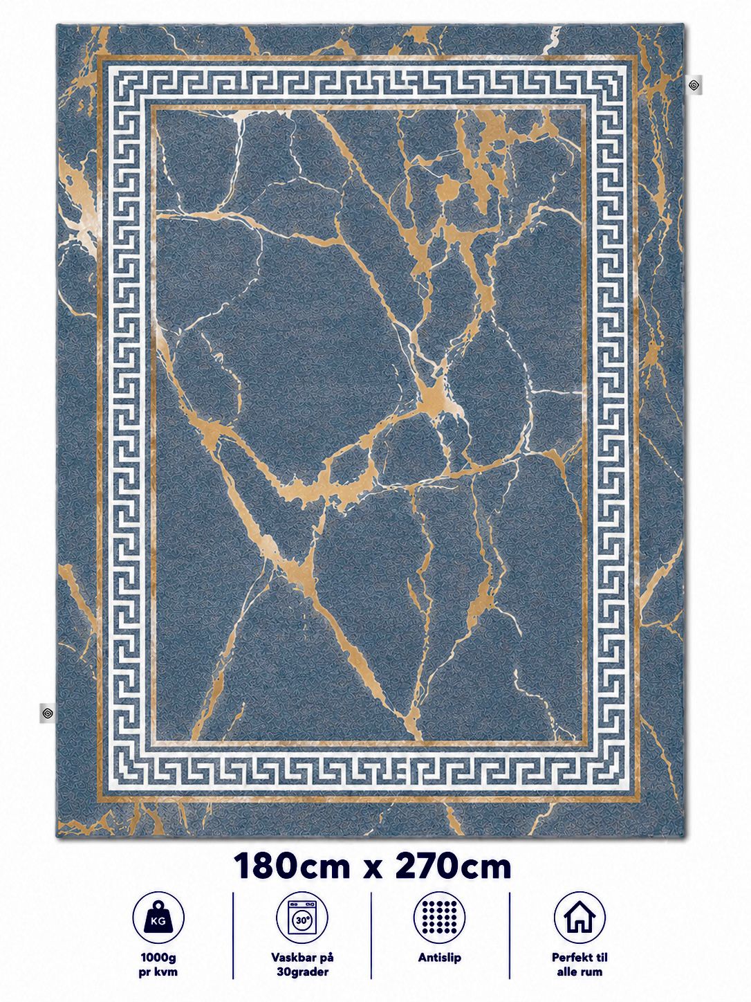 Royal Marble GreyBlue – Eksklusivt Marmortæppe 180x270 cm