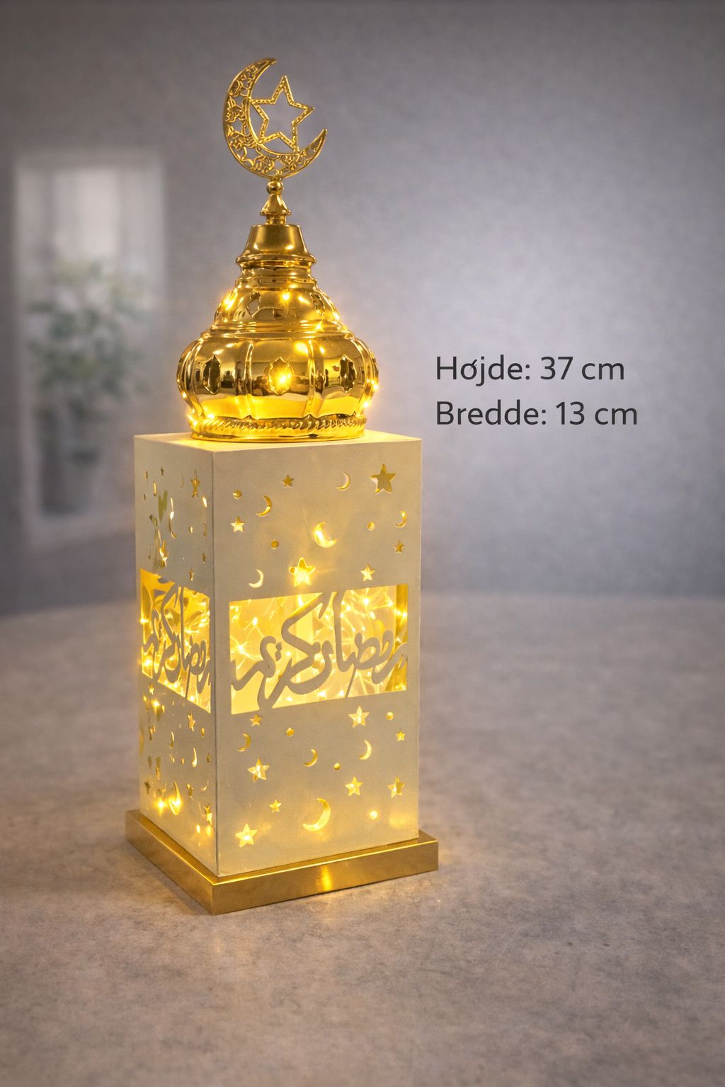 Stor lanterne ramadan skrift design - 37cm Batteridrevet lys