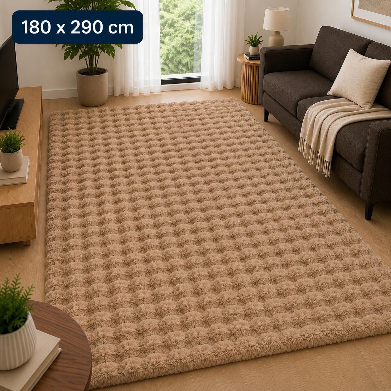 Velour Bubble Teddy Beige Tæppe 180x290 cm