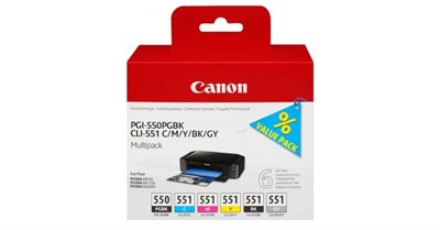 Canon PGI-550 / CLI-551 6496B005 CMYK/GR/PBK Multipack, 50 ml ⎮ 8714574623207 ⎮ RZ_001175