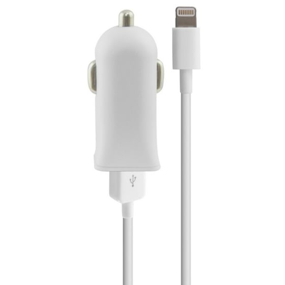 USB oplader til bil + MFI-certificeret lyskabel Contact 2.1A Hvid ⎮ 8427542089126 ⎮ BB_S1902736