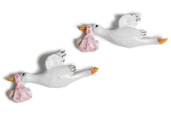 Stork med baby 4cm lyserød 6stk. ⎮ 4036159452700 ⎮ VE_739816