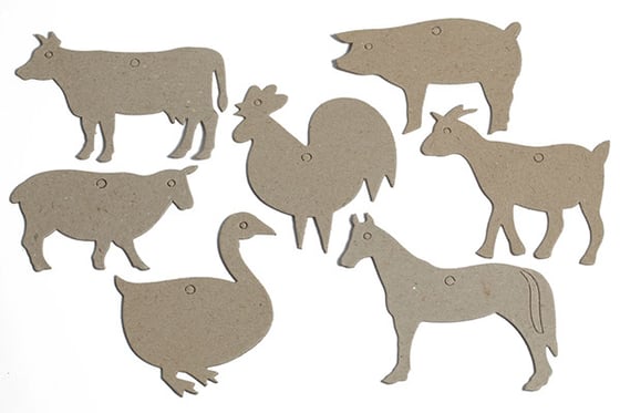 HOBBY2YOU Papfigurer bondegårdsdyr 7x4stk. 1,2mm tykkelse ⎮ 5700130201036 ⎮ VE_020103