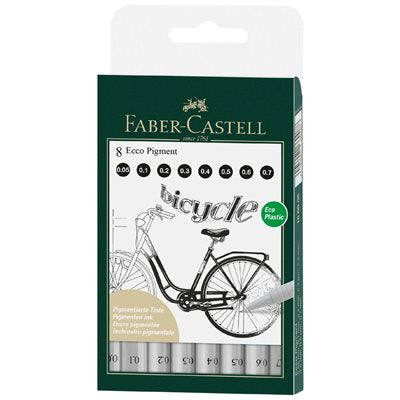 Faber-castell - Ecco Pigment Fineliner, 8 stk, Sort (166008) ⎮ 4005401660088 ⎮ CS_1153313