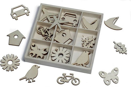 Træ Ornamenter Div. Ca. 3,5Cm 36Stk. 9 Motiver ⎮ 5700137457153 ⎮ VE_745715