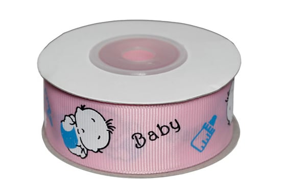 Dekobånd lyserød m/baby 25mm 10m ⎮ 5700137406090 ⎮ VE_740609