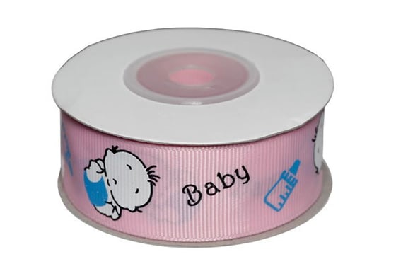 Dekobånd lyserød m/baby 25mm 10m ⎮ 5700137406090 ⎮ VE_740609