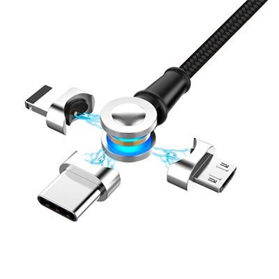 Magnetisk Roterende opladerkabel Til Smartphones og Tablets. Sort 1M ⎮ 0 ⎮ EP_000192