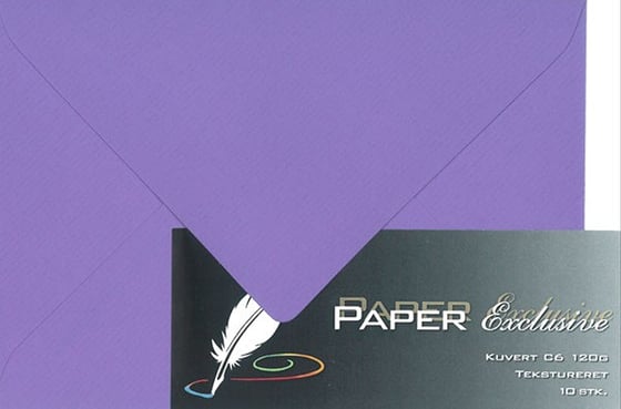 Kuvert C6 120g lilla tekstureret 10stk. ⎮ 5700130139582 ⎮ VE_013958