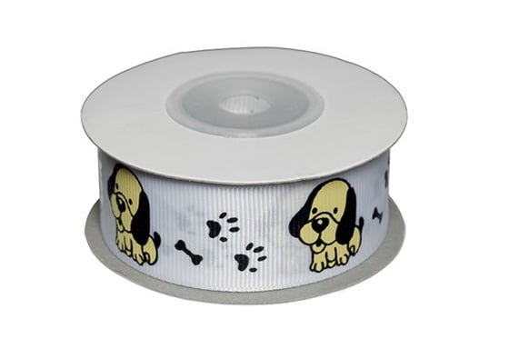 Dekobånd hvid m/hunde 25mm 10m ⎮ 5700137406120 ⎮ VE_740612