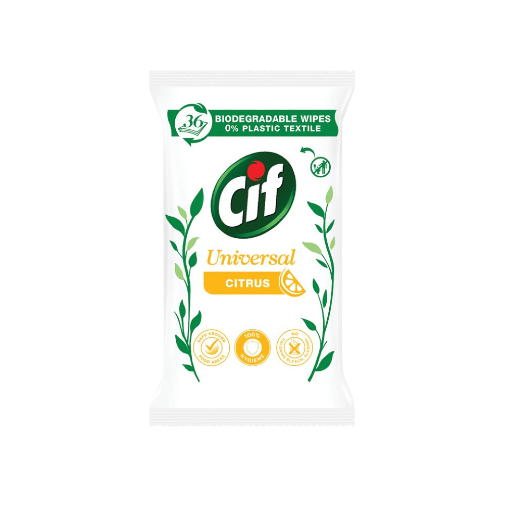 Cif - Biologiskt Nedbrytbara Rengöringsservetter Citrus 36S.