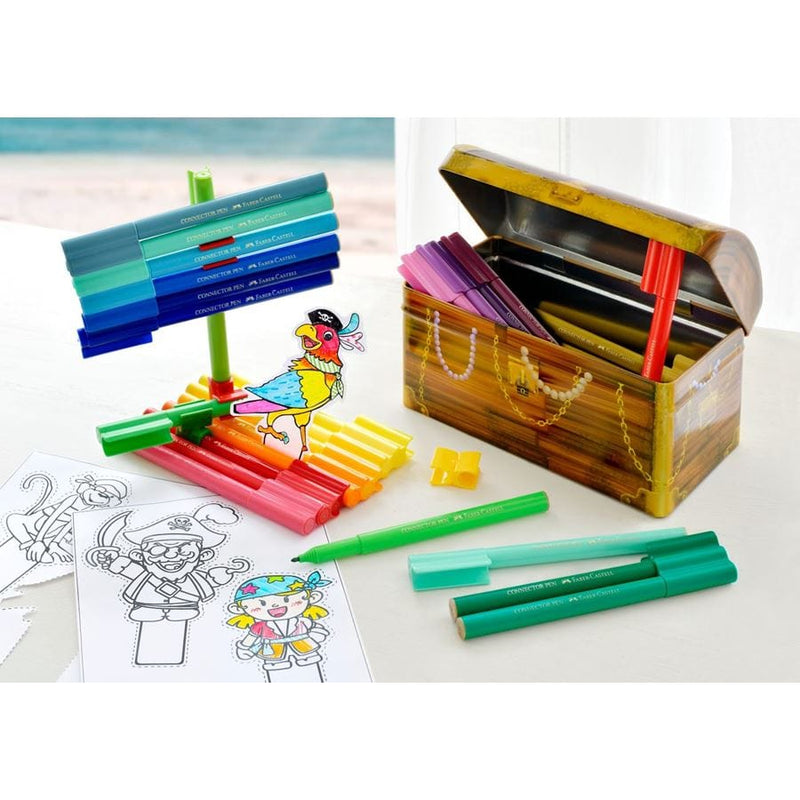 Faber-Castell - Connector Fibre-tip tusser i skattekiste, 33 stk