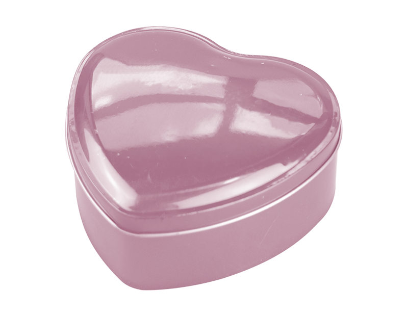 Pink hjerteformet metalæske ca12x5cm