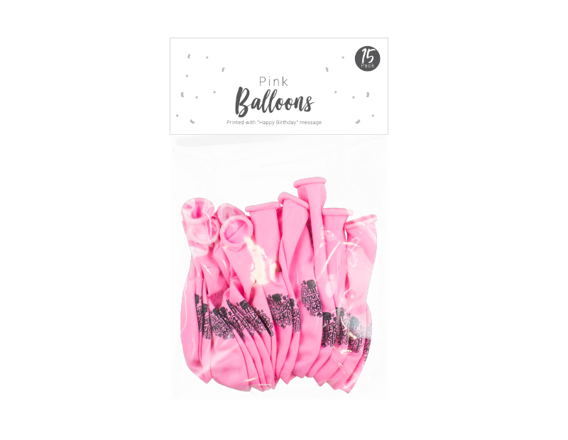 Pop Party - Lyserøde fødselsdags balloner 15stk