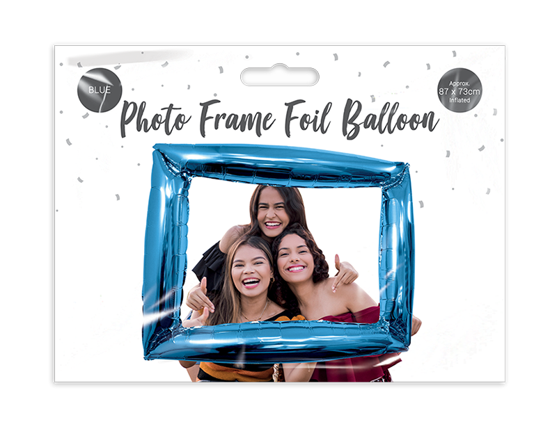 Tilskynd gæster til at tage sjove snapshots af deres eftermiddag/aften med denne fotoramme folieballon og fange gode minder for altid! Hvert produkt består af: en lys pink eller blå metallisk folieramme, som når den er oppustet måler 87 cm x 73 cm; et 2m