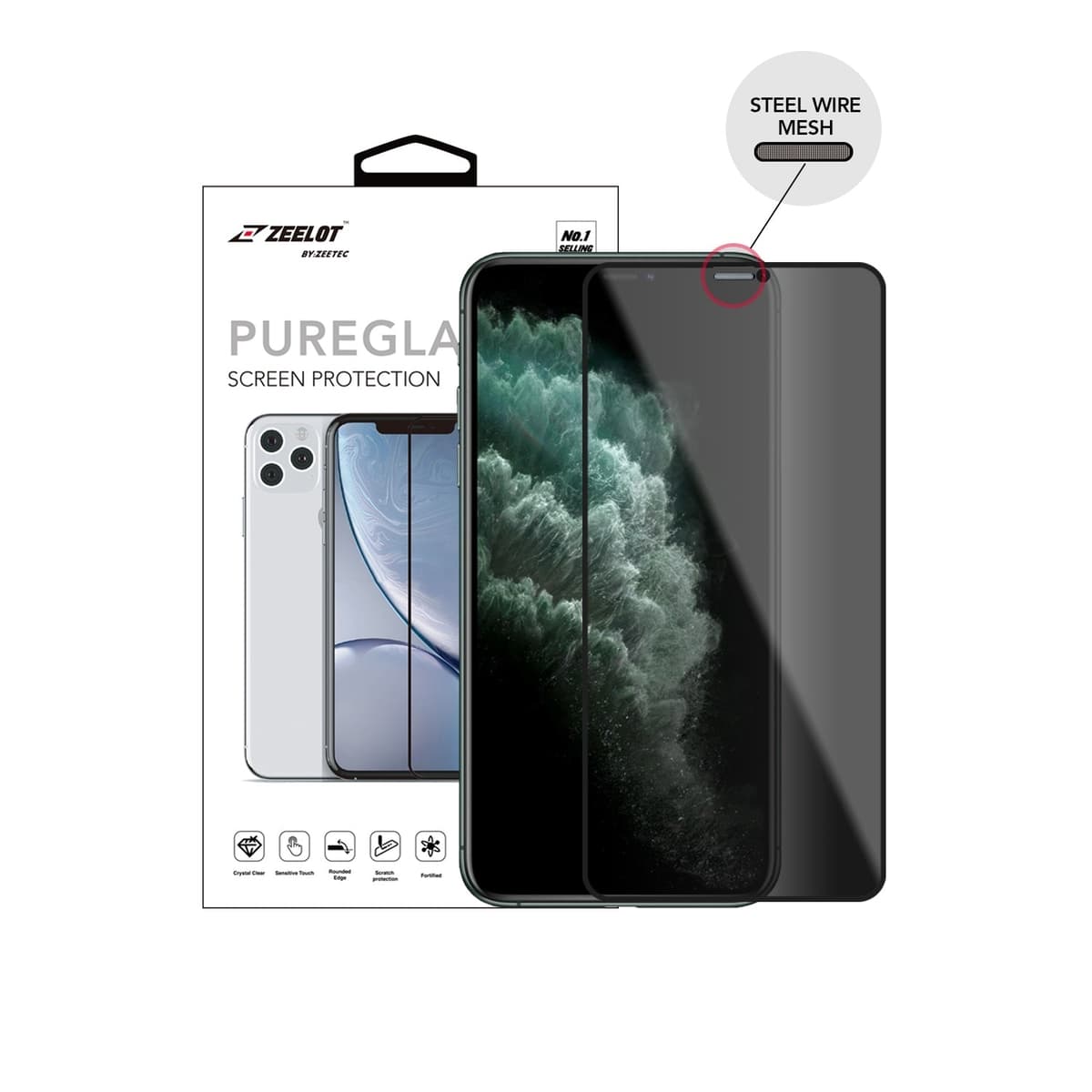 PureGlass iPhone 11 Pro Max Privacy skærmbeskyttelse til iPhone 11 Pro Max