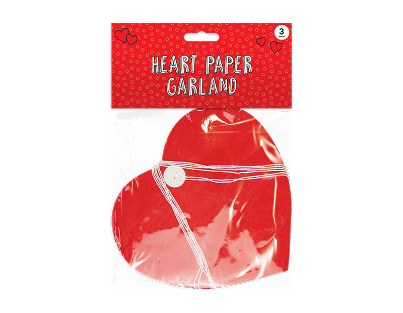 Hjerteformet garlende 3meter x20cm rød