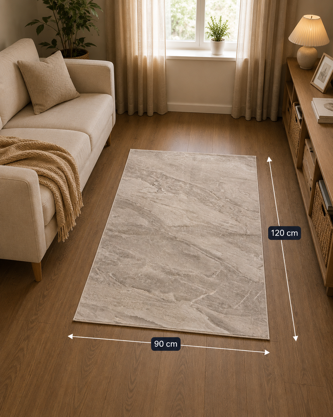 Stone Elegance Tæppe – Beige Marmorlook 90 x 120 cm