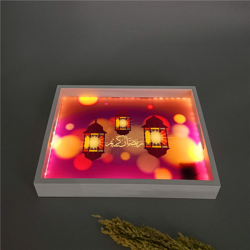 Ramadan Serveringsbricka Stor 40X30Cm - Med Led-Ljus